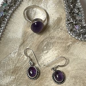925 Amethysts Bundle Ring & Earrings